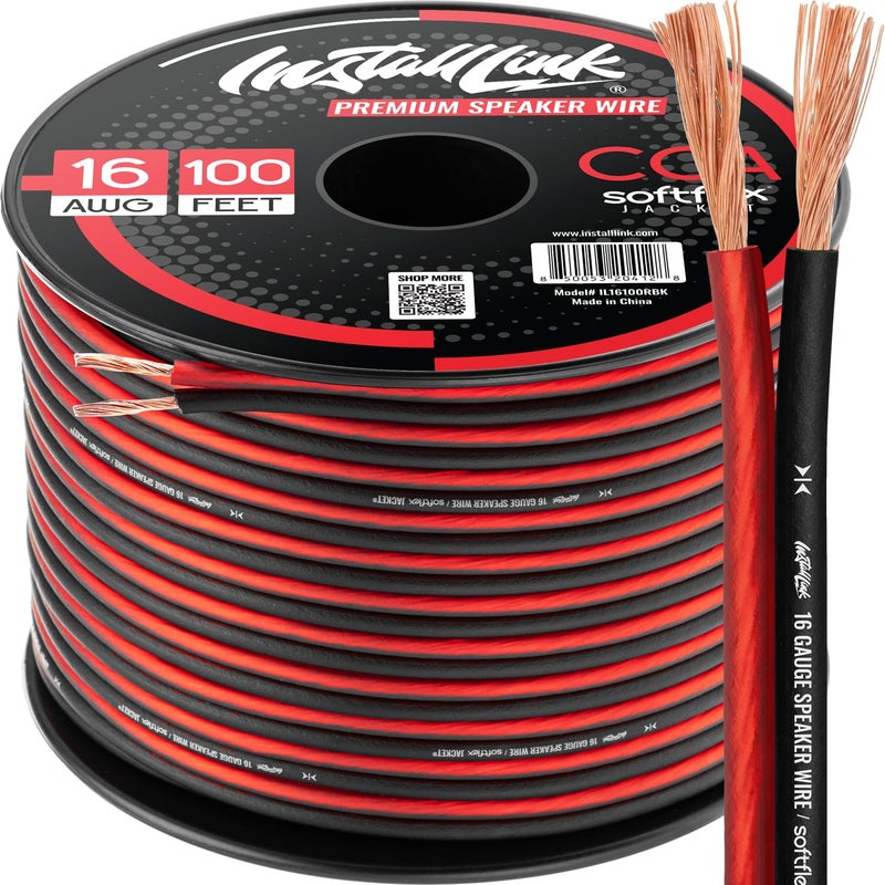 Install Link 16 AWG Gauge Speaker Wire Cable Stereo, Car or Home Theater, CCA (100 Feet) by - Image 1